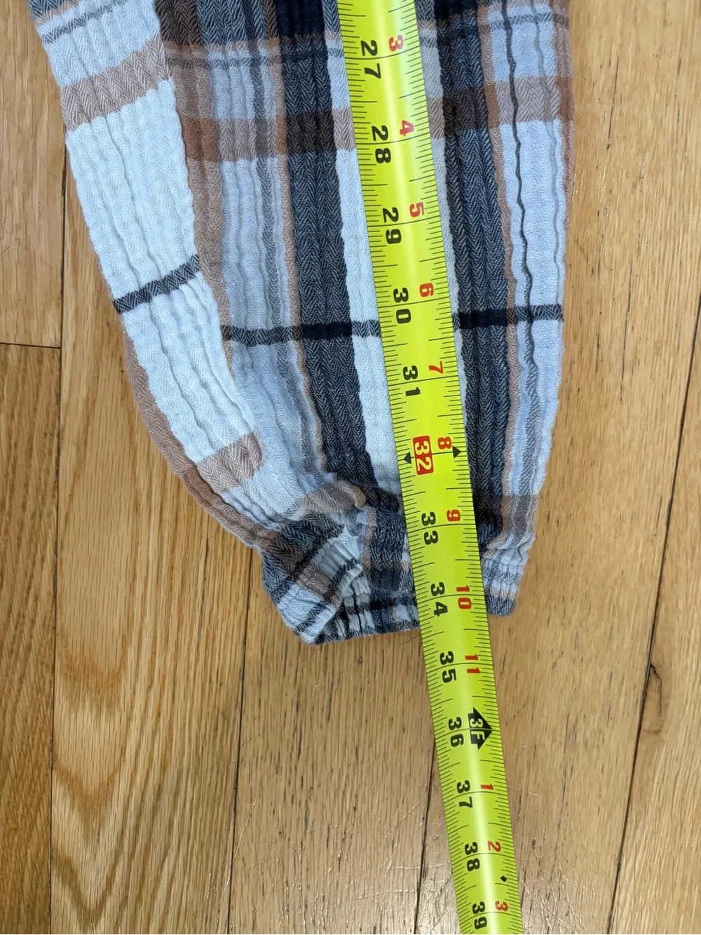 Aerie Soft Gauze Pajama Jogger Pants Plaid Neutral Coastal Boho Loungewear XS